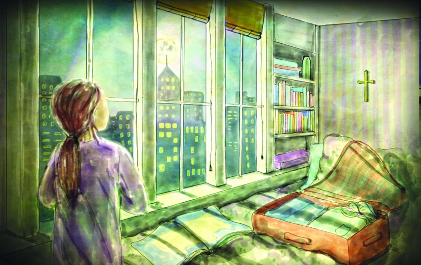 Packing her suitcase